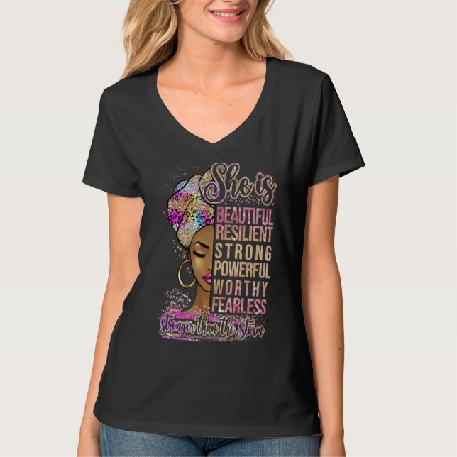 Afro Woman Strong Than Storm Melanin African Ameri T Shirt (Framsida)