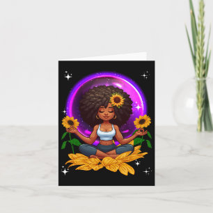 Afro Woman Yoga Sunblommor Costume Fitness Proud B Kort