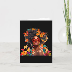 Afro Women Flowers Butterfly Latina African Americ Kort