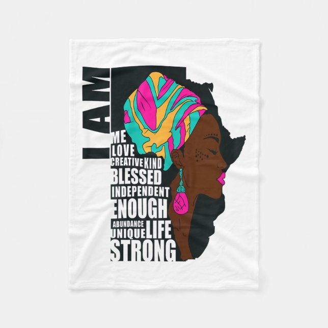 Afro You Are Enough I Am Insrational Sayings Motiv Fleecefilt (Framsidan)