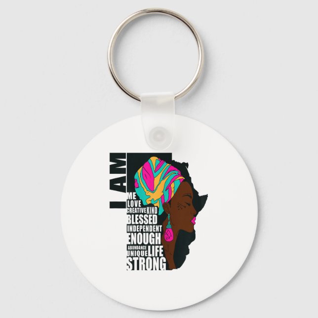 Afro You Are Enough I Am Insrational Sayings Motiv Nyckelring (Framsida)