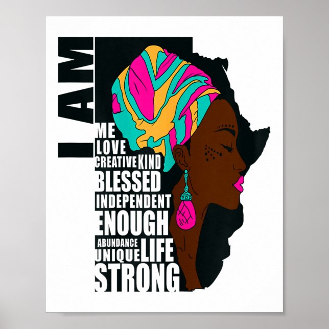 Afro You Are Enough I Am Insrational Sayings Motiv Poster (Framsidan)
