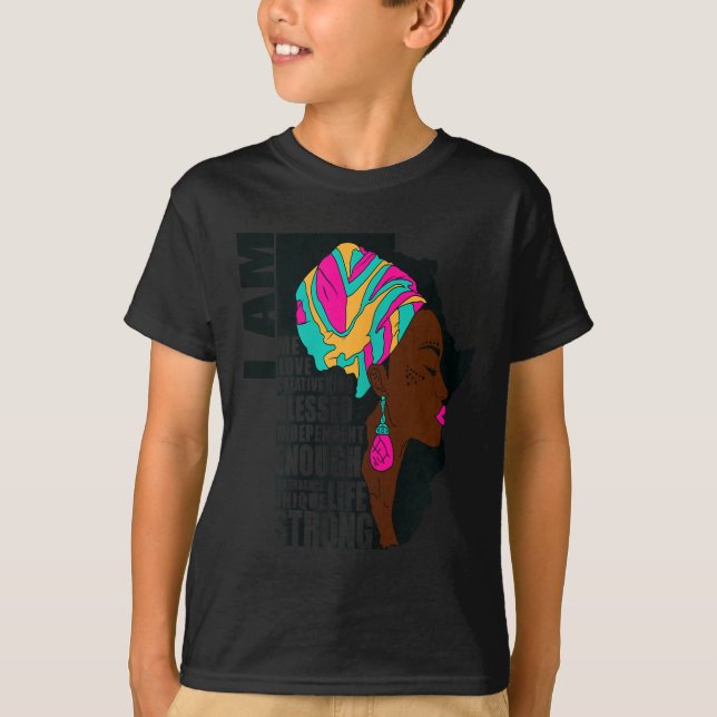 Afro You Are Enough I Am Insrational Sayings Motiv T Shirt (Framsida)