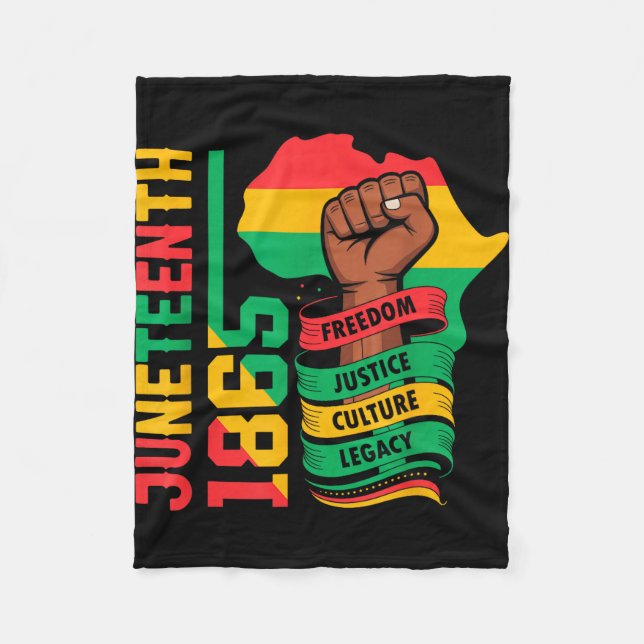 Afroamerikan 1865 juneteenth svart historia fleecefilt (Framsidan)