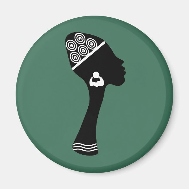 afroamerikansk abstrakt kvinna porträtt magnet (Framsidan)