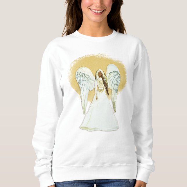 Afroamerikansk ängel-sweatshirt t shirt (Framsida)