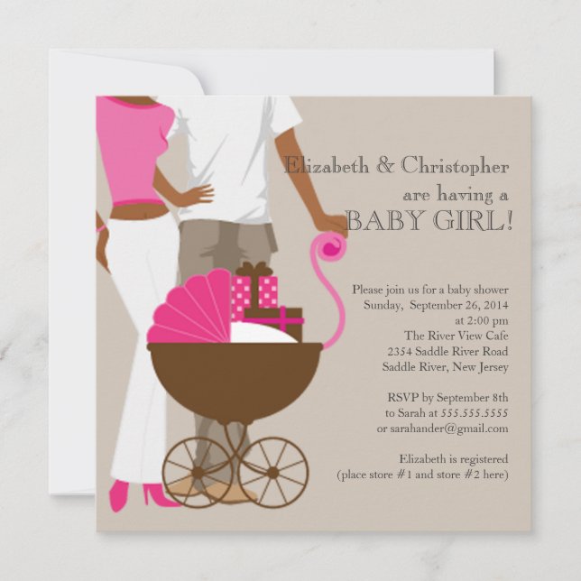 Afroamerikansk baby shower för par inbjudningar (Framsida)