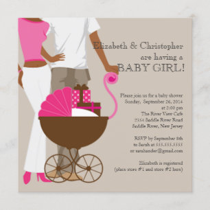 Afroamerikansk baby shower för par inbjudningar