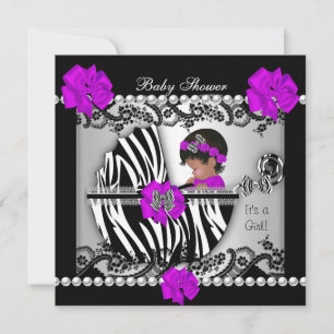 Afroamerikansk babyfest Söt babyflicka Zebra Inbjudningar