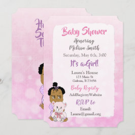 Afroamerikansk Babyflicka Baby Shower Inbjudningar