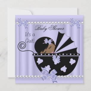 Afroamerikansk Bebis Baby Shower Flick Purple Inbjudningar