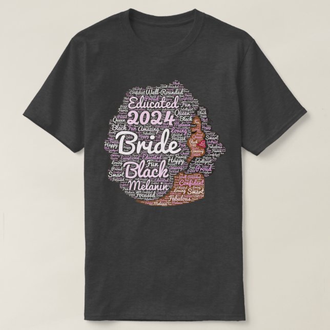 Afroamerikansk brud att bli 2024 Gift  T Shirt (Design framsida)