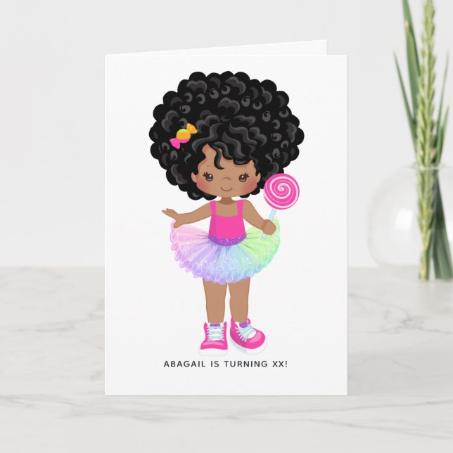 Afroamerikansk Candy Land flicka födelsedagsfest Inbjudan (Framsida)