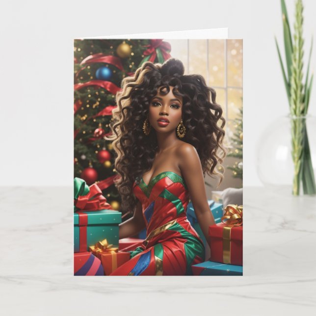 Afroamerikansk diva jul, Glamoursvart kvinna Kort (Framsida)
