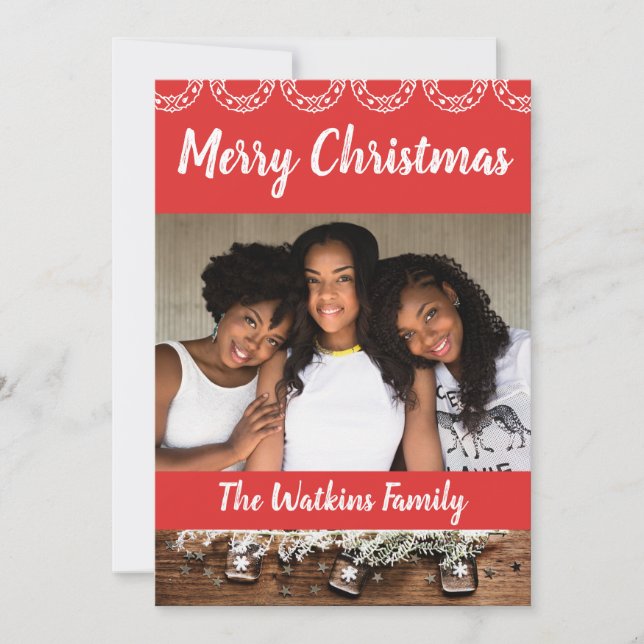 Afroamerikansk familjeporträtt julkort (Framsida)