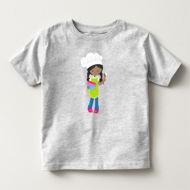 Afroamerikansk flicka, bakning, bagare, bageri t shirt (Framsida)