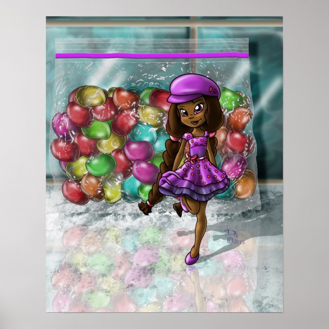 Afroamerikansk flicka och gelébönor poster (Framsidan)