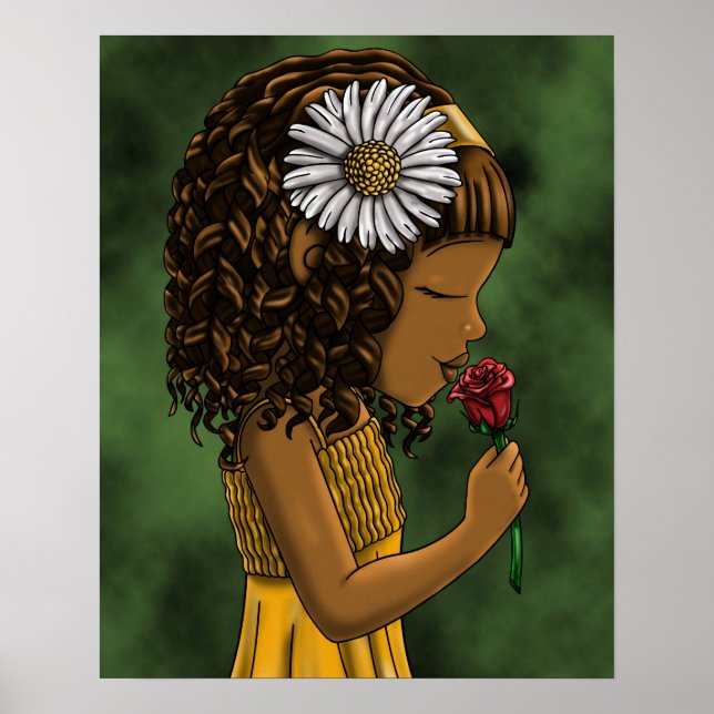 Afroamerikansk flicka och ros poster (Framsidan)