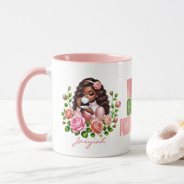 Afroamerikansk flicka Positivitet Te Rosor Mugg (Med munk)