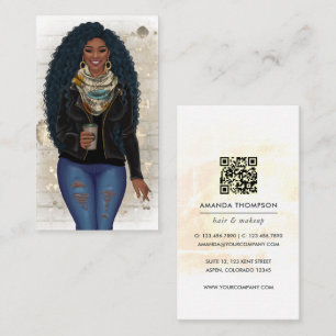 Afroamerikansk frisör QR-kod Visitkort