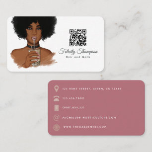 Afroamerikansk frisör QR-kod visitkort