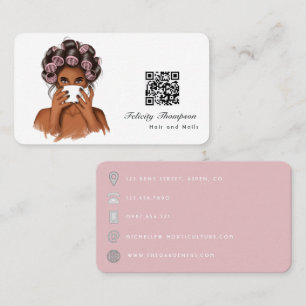 Afroamerikansk frisör QR-kod visitkort