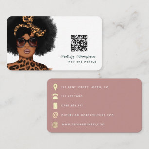 Afroamerikansk frisör QR-kod visitkort