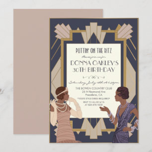 Afroamerikansk Gatsby Art Deco Födelsedag Inbjudningar
