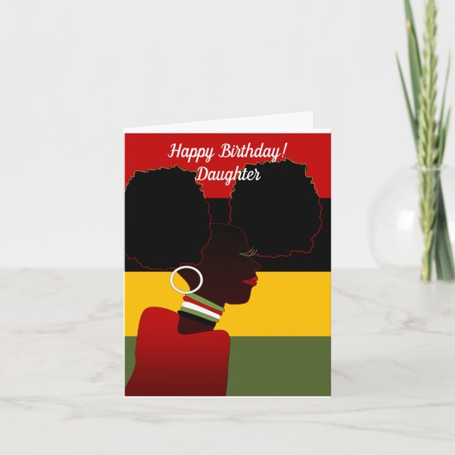 Afroamerikansk Glad Födelsedag Dotter Kort (Framsida)