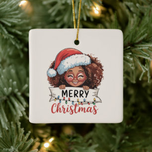 Afroamerikansk God Jul Afrikansk Svart Julgransprydnad Keramik