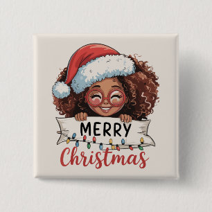 Afroamerikansk God Jul Afrikansk Svart Knapp