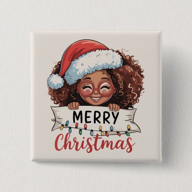 Afroamerikansk God Jul Afrikansk Svart Knapp (Framsida)