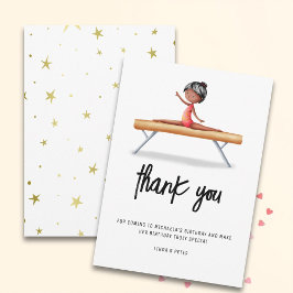 Afroamerikansk gymnast flicka födelsedag tack kort