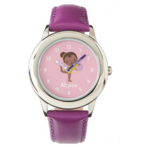 Afroamerikansk gymnastikflicka Gymnastikklocka Armbandsur