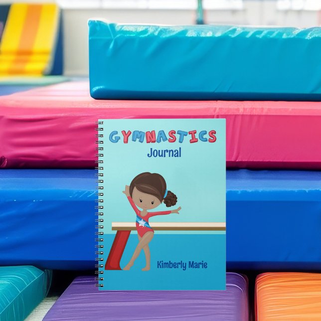 Afroamerikansk gymnastikflicka Söt Anpassad Anteckningsbok (Skapare uppladdad)