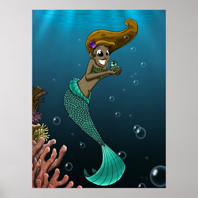 Afroamerikansk Havfrue Poster (Framsidan)