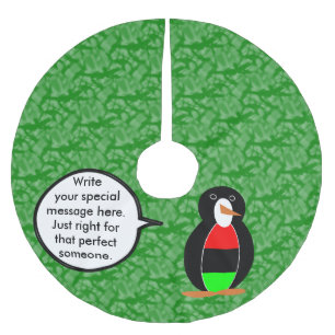 Afroamerikansk Högtid Ms. Penguin Talande Julgransmatta Borstad Polyester