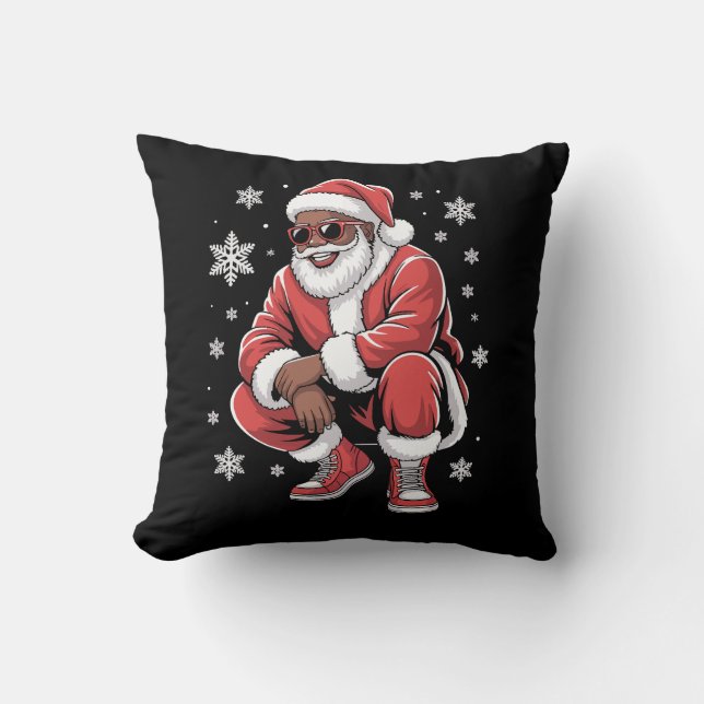 Afroamerikansk jul pyjamas jul afro tomte  kudde (Framsida)