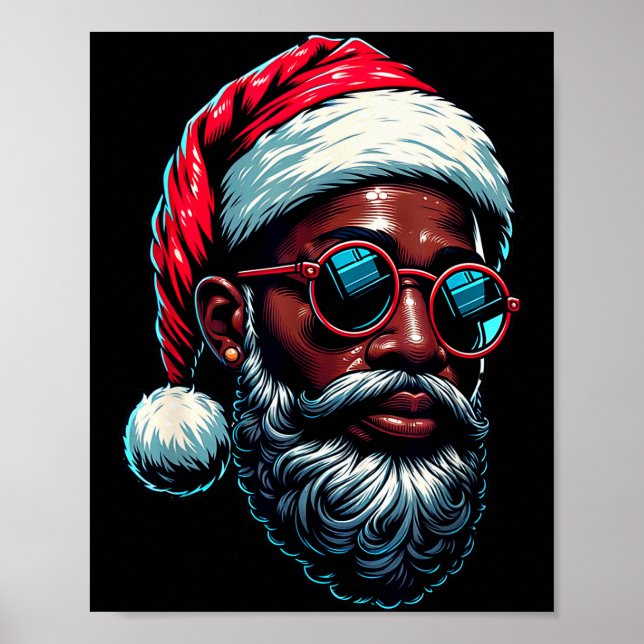 Afroamerikansk jul pyjamas jul afro tomte  poster (Framsidan)
