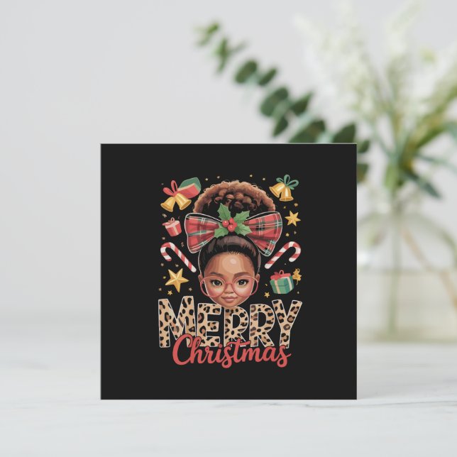 Afroamerikansk julmessy bun svart mamma inbjudningar (Stående Fram)