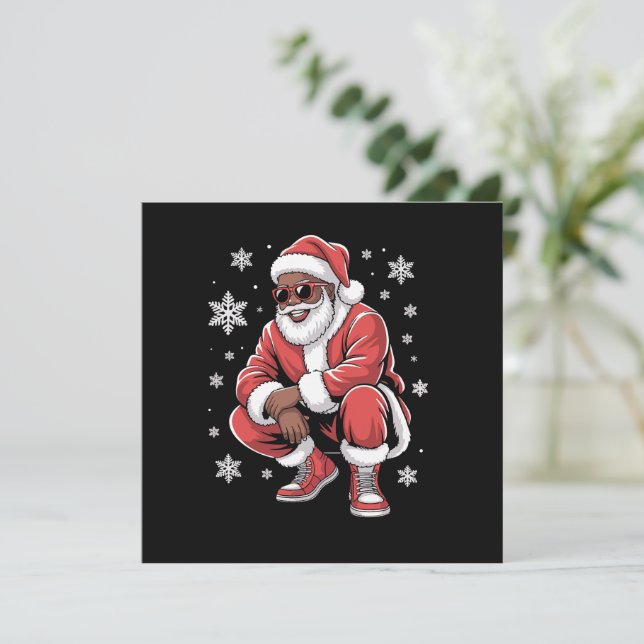 Afroamerikansk julpyjamas Xmas Afro Tomte  Julkort (Stående Fram)