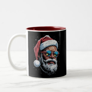 Afroamerikansk julpyjamas Xmas Afro Tomte Två-Tonad Mugg