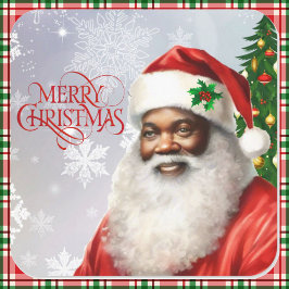 Afroamerikansk jultomte God Jul Fyrkantigt Klistermärke