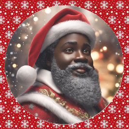 Afroamerikansk jultomte jul digital konst runt klistermärke