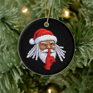 Afroamerikansk jultomte julfestdekoration julgransprydnad keramik