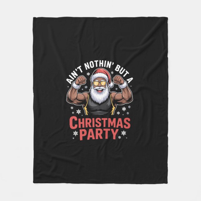 Afroamerikansk jultomte julpyjamas fleecefilt (Framsidan)