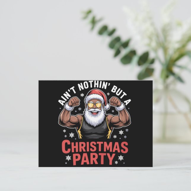 Afroamerikansk jultomte julpyjamas helg vykort (Stående Fram)
