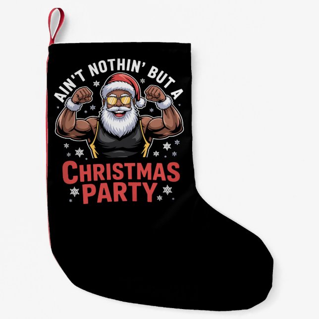 Afroamerikansk jultomte julpyjamas liten julstrumpa (Framsidan)