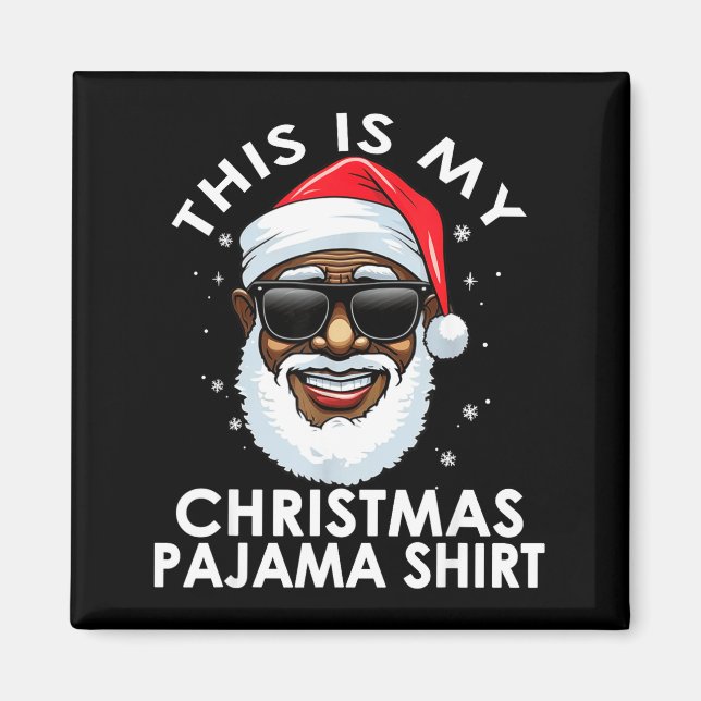 Afroamerikansk jultomte julpyjamas skjorta magnet (Framsidan)