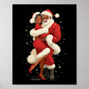 Afroamerikansk jultomte som dansar med fru Claus f Poster